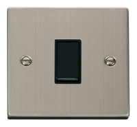 Click Deco VPSS011BK Victorian 10AX 1-Gang 2-Way Plate Switch - Stainless Steel (Black)