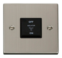 Click Deco VPSS020BK Victorian 10A 3 Pole Fan Isolation Plate Switch - Stainless Steel (Black)