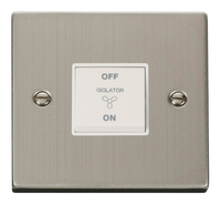 Click Deco VPSS020WH Victorian 10A 3 Pole Fan Isolation Plate Switch - Stainless Steel (White)