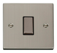Click Deco VPSS411BK Victorian 10AX Ingot 1-Gang 2-Way Plate Switch - Stainless Steel (Black)