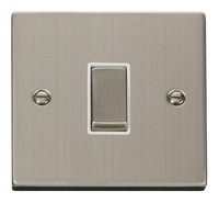 Click Deco VPSS411WH Victorian 10AX Ingot 1-Gang 2-Way Plate Switch - Stainless Steel (White)