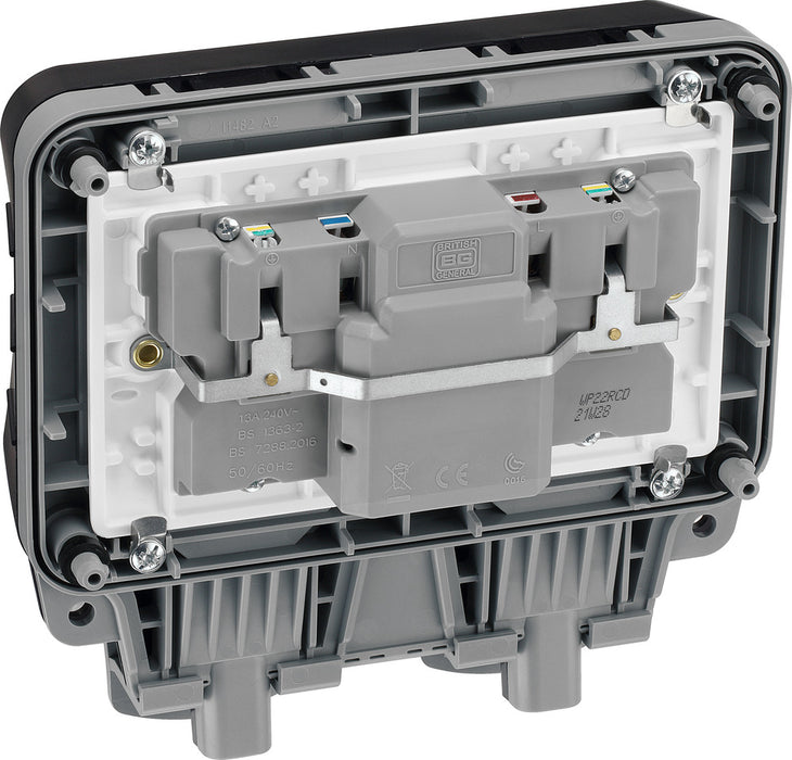 BG WP22RCD Weatherproof Nexus Storm 13A 2G RCD Switched Socket (Latching) - westbasedirect.com