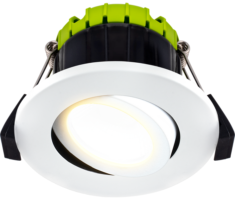 Luceco FType Compact Adjustable 6W 3000K IP65 Fire Rated Downlight - White - westbasedirect.com