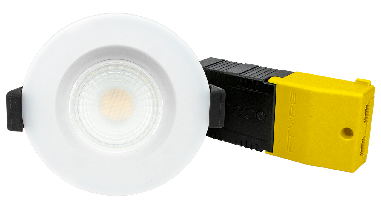 Luceco FType Compact Dim2Warm 6W IP65 Fire Rated Downlight - White - westbasedirect.com
