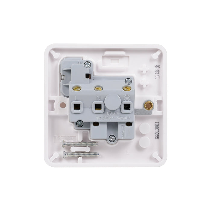 Schneider Electric GGBL3081 Lisse White Moulded 5A 1G Round Pin Switched Socket - westbasedirect.com