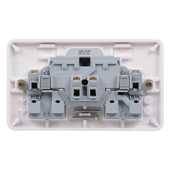 Schneider Electric GGBL3020S Lisse White Moulded 13A SP 2G Switched Socket (Display Packaged) - westbasedirect.com
