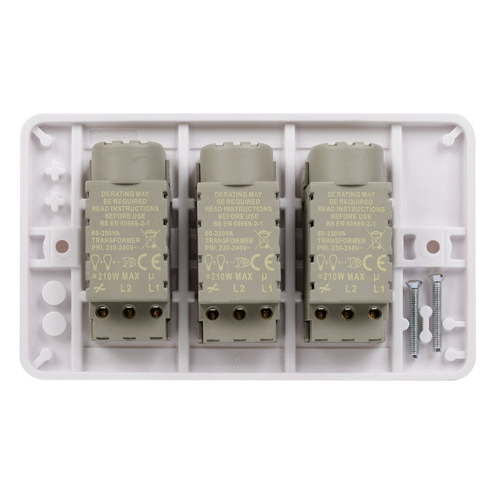Schneider Electric GGBL6032CS Lisse White Moulded 3G 2-Way 250W/VA Mains & Low Voltage Dimmer Switch - westbasedirect.com