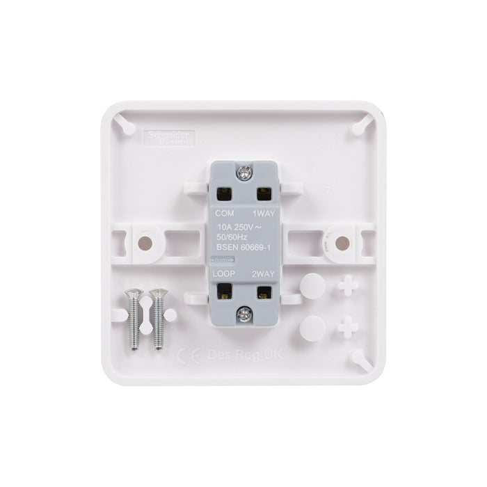 Schneider Electric GGBL1012RBS Lisse White Moulded 10A 1G 2-Way Retractive Switch Printed 'Bell Symbol' - westbasedirect.com