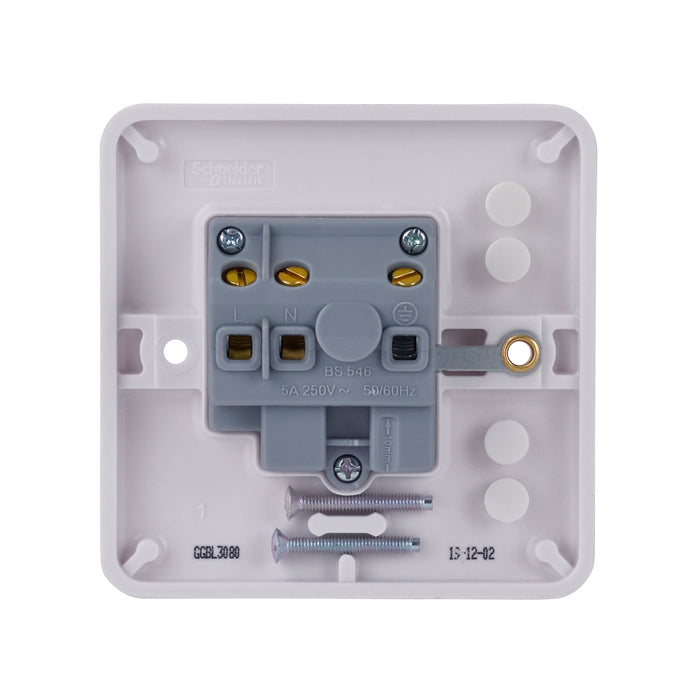 Schneider Electric GGBL3080 Lisse White Moulded 5A 1G Round Pin Unswitched Socket - westbasedirect.com