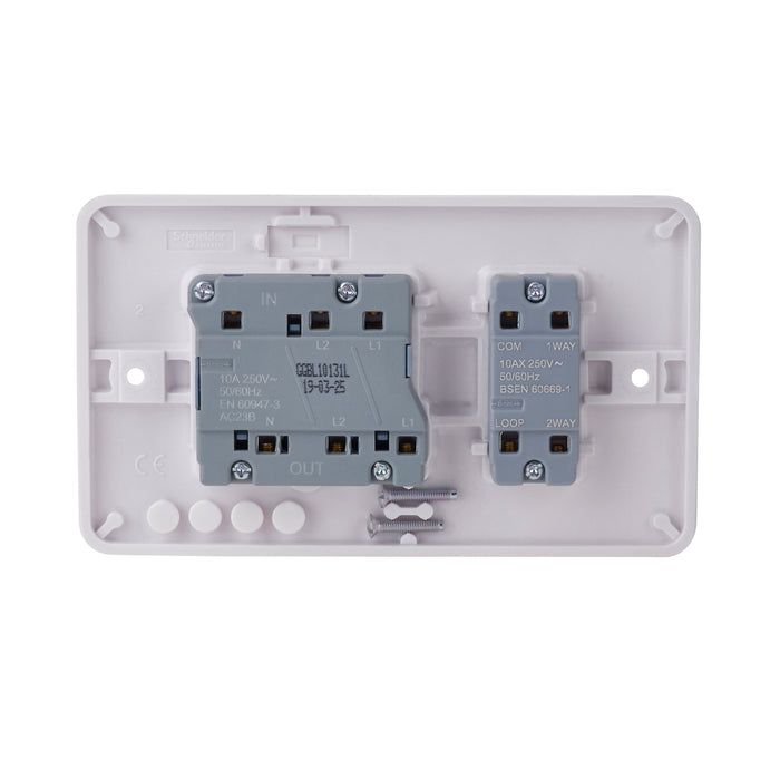 Schneider Electric GGBL10131L Lisse White Moulded 10AX 1G 2-Way Switch & 10A 3 Pole Isolator - westbasedirect.com