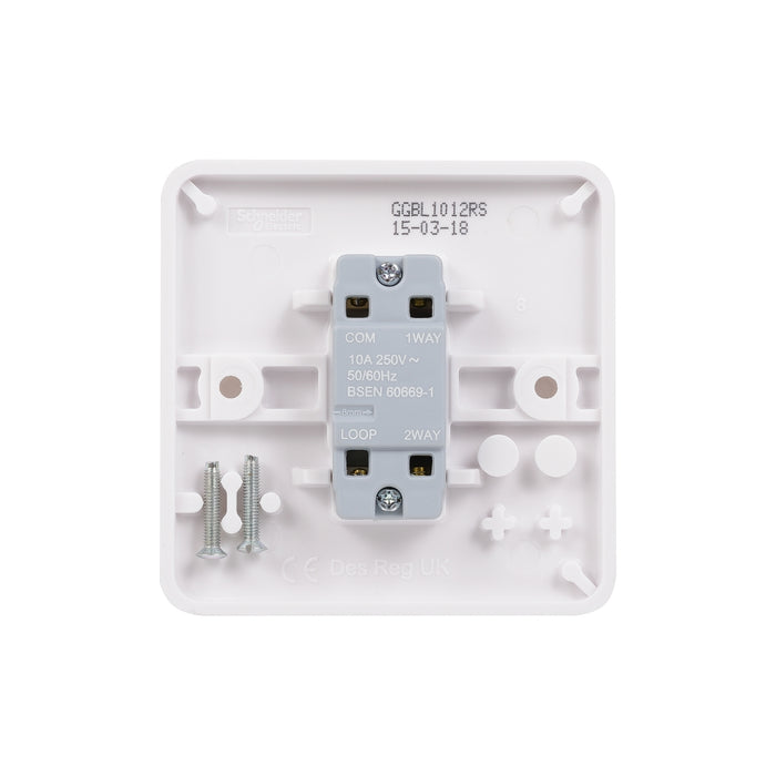 Schneider Electric GGBL1012RS Lisse White Moulded 10A 1G 2-Way Retractive Switch (Display Packaged) - westbasedirect.com