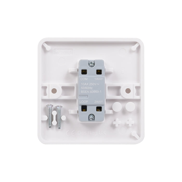Schneider Electric GGBL1012S Lisse White Moulded 10AX 1G 2-Way Plate Switch (Display Packaged) - westbasedirect.com
