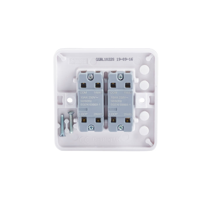 Schneider Electric GGBL1022S Lisse White Moulded 10AX 2G 2-Way Plate Switch (Display Packaged) - westbasedirect.com