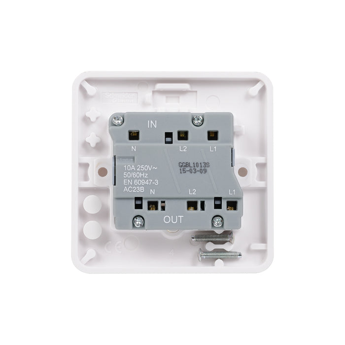Schneider Electric GGBL1013S Lisse White Moulded 10AX 3 Pole Fan Isolator Switch (Display Packaged) - westbasedirect.com