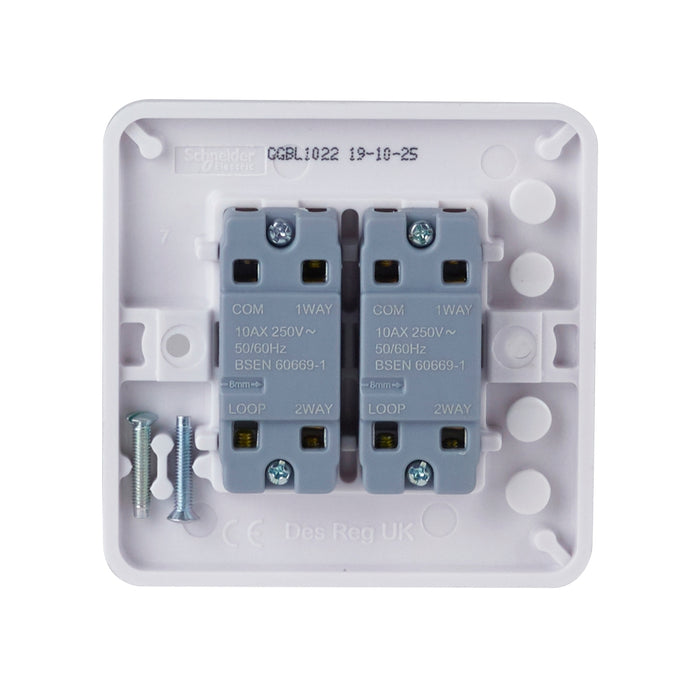 Schneider Electric GGBL1022 Lisse White Moulded 10AX 2G 2-Way Plate Switch - westbasedirect.com