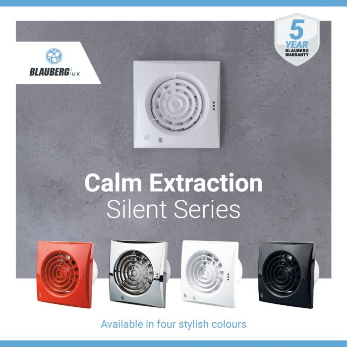 Blauberg CALM-125-ST Low Noise Energy Efficient Bathroom Extractor Fan with Pull Cord & Timer White - 5" 125mm - westbasedirect.com