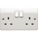 MK K2747STWHI Logic Plus White Moulded 13A 2G DP Switched Socket with Screwless Terminal - westbasedirect.com