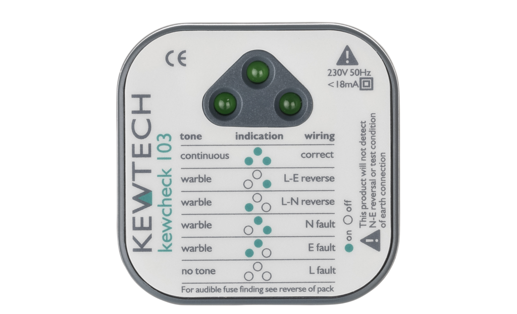 Kewtech KEWCHECK 103 Socket Tester with Audible Tone & LED - westbasedirect.com