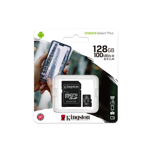 Kingston 128GB micSDXC Canvas Select Plus 100R A1 C10 Card + ADP - westbasedirect.com