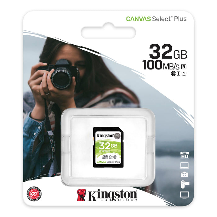 Kingston 32GB SDHC Canvas Select Plus 100R C10 UHS-I U1 V10 - westbasedirect.com