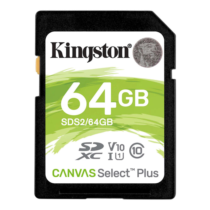 Kingston 64GB SDXC Canvas Select Plus 100R C10 UHS-I U1 V10 - westbasedirect.com