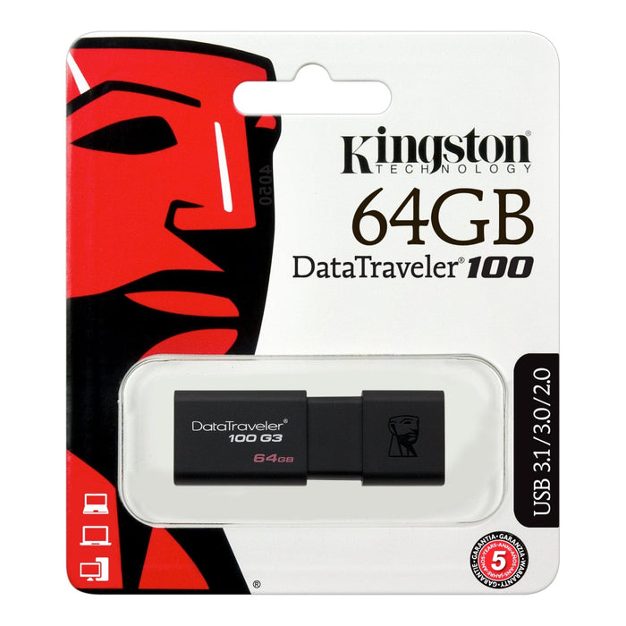 Kingston 64GB USB 3.0 DataTraveler 100 G3 (100MB/s read) - westbasedirect.com
