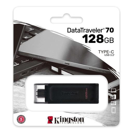 Kingston 128GB USB-C 3.2 Gen 1 DataTraveler 70 - westbasedirect.com