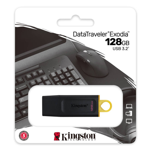 Kingston 128GB USB3.2 Gen1 DataTraveler Exodia (Black + Yellow) - westbasedirect.com