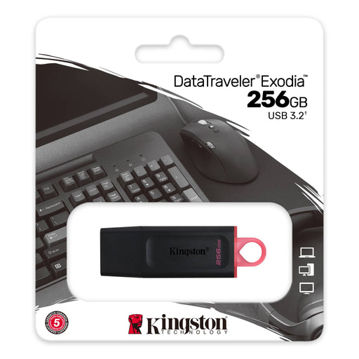 Kingston 256GB USB3.2 Gen1 DataTraveler Exodia (Black + Pink) - westbasedirect.com