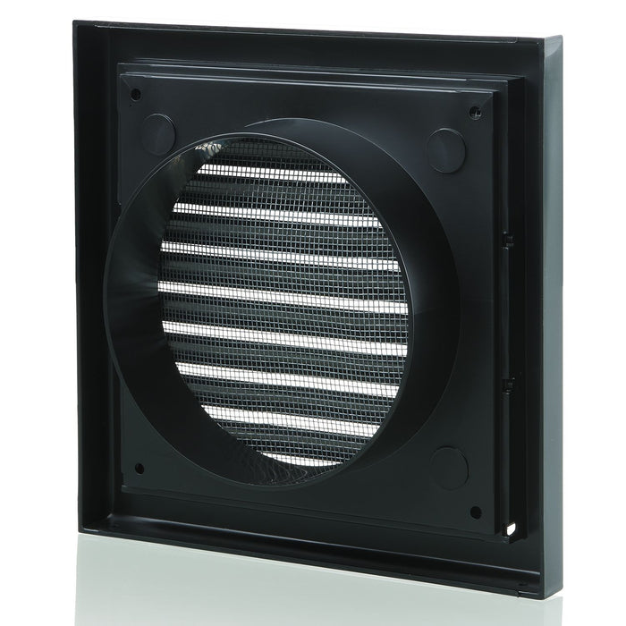 Blauberg BB-CHK-100-3-VSBL Cooker Hood Fixed Blade Grille Wall Vent Duct Kit Fan Extractor 4" 100mm Black - westbasedirect.com