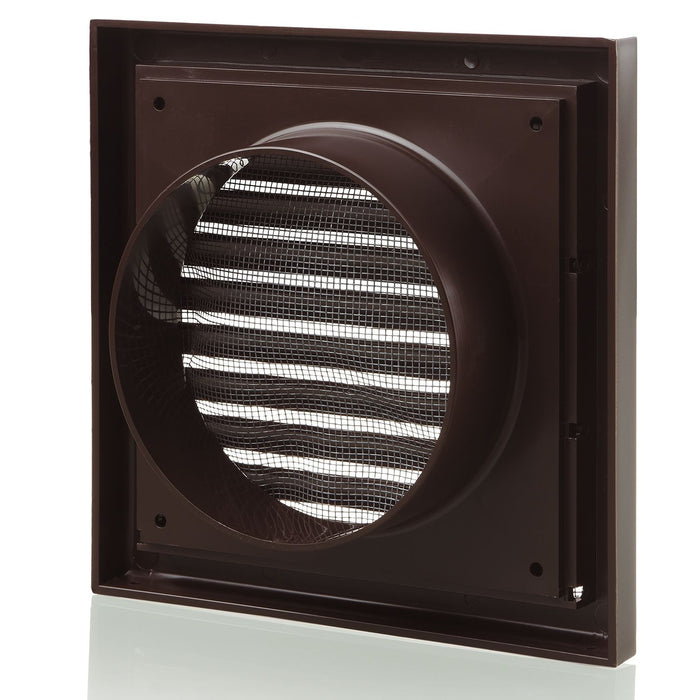 Blauberg BB-CHK-100-3-VSBR Cooker Hood Fixed Blade Grille Wall Vent Duct Kit Fan Extractor 4" 100mm Brown - westbasedirect.com