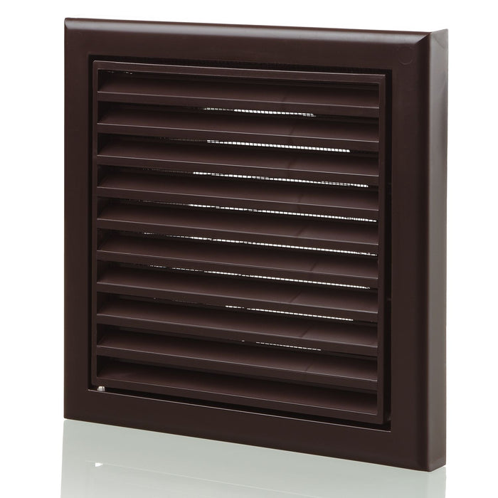 Blauberg BB-CHK-100-3-VSBR Cooker Hood Fixed Blade Grille Wall Vent Duct Kit Fan Extractor 4" 100mm Brown - westbasedirect.com