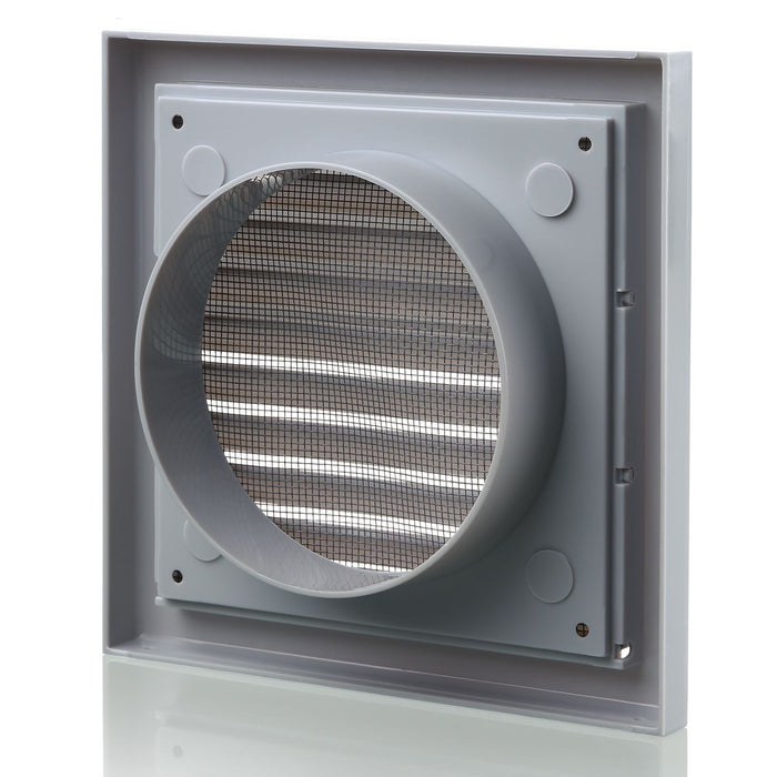 Blauberg BB-CHK-100-3-VSGR Cooker Hood Fixed Blade Grille Wall Vent Duct Kit Fan Extractor 4" 100mm Grey - westbasedirect.com
