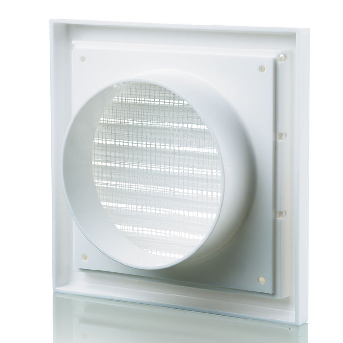 Blauberg DECOR 185X185/150S WHITE Plastic Vented Fixed Blade Air Ventilation Louvred Grille 6" 150mm - westbasedirect.com