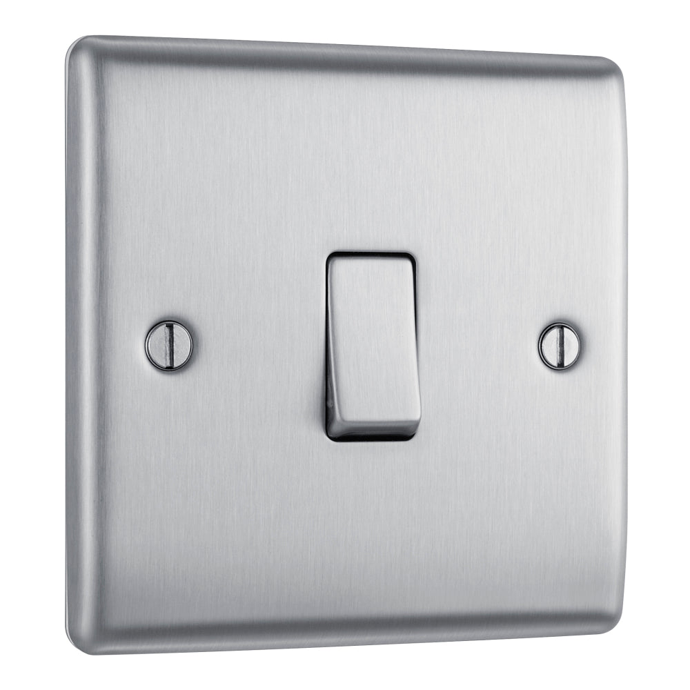 NBS13 Nexus Metal 16AX Intermediate Light Switch Brushed Steel