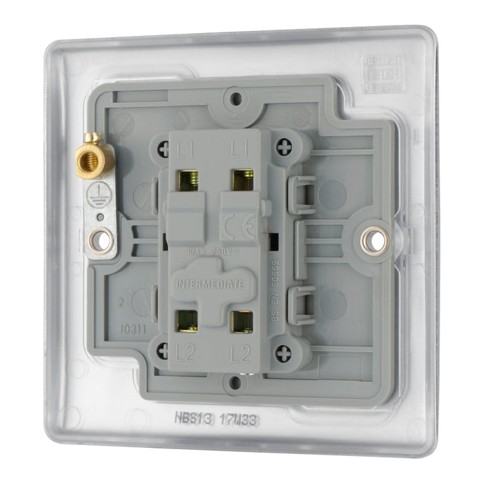 BG NBS13 Nexus Metal Intermediate Light Switch 10A - Brushed Steel - westbasedirect.com