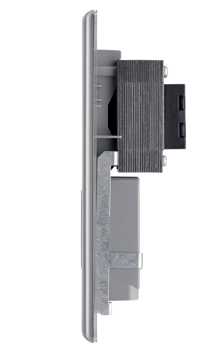 BG NBS20G Nexus Metal Dual Voltage Shaver Socket - Grey Insert - Brushed Steel - westbasedirect.com