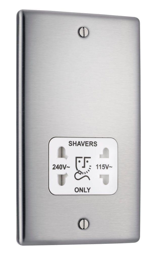 NBS20W Nexus Metal Dual Voltage Shaver Socket Insert Brushed Steel