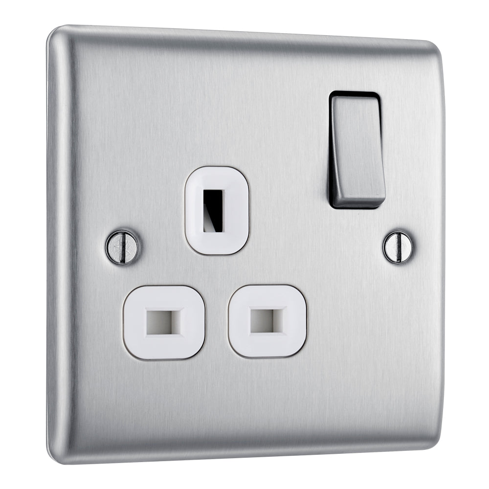 NBS21W Nexus Metal Single Socket Insert Brushed Steel
