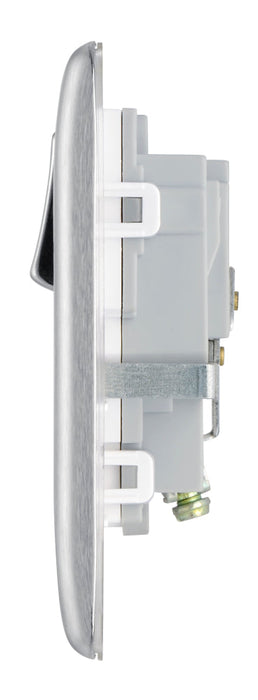 BG NBS21W Nexus Metal Single Socket 13A - White Insert - Brushed Steel (10 Pack) - westbasedirect.com