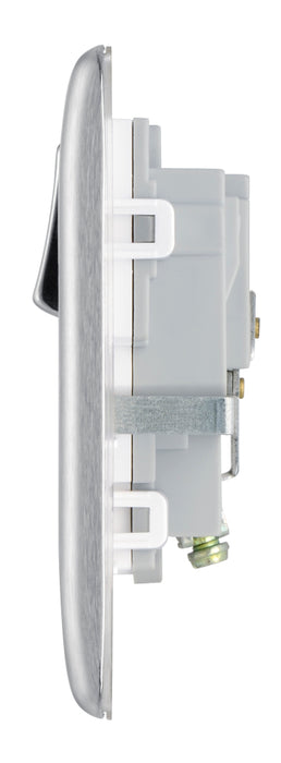 BG NBS21W Nexus Metal Single Socket 13A - White Insert - Brushed Steel - westbasedirect.com