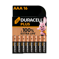 Duracell +100% Plus Power AAA LR03 MN2400 Alkaline Batteries | 16 Pack